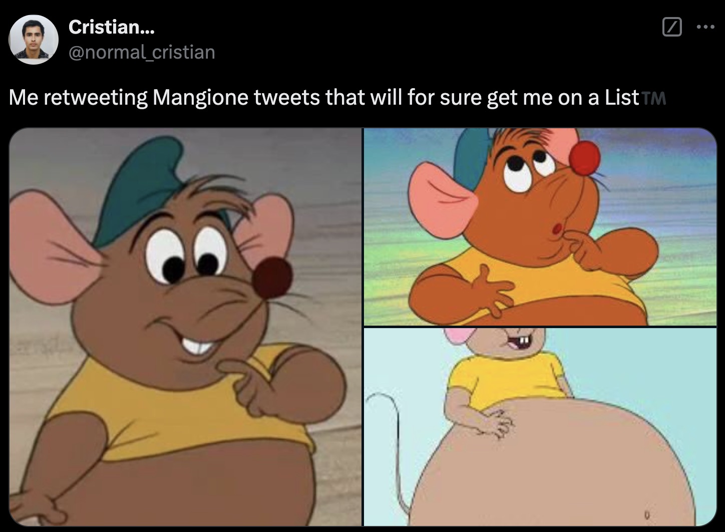 disney mouse characters - Cristian... Me retweeting Mangione tweets that will for sure get me on a ListTM O